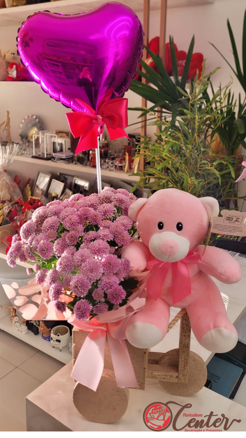 Flor, urso, balão